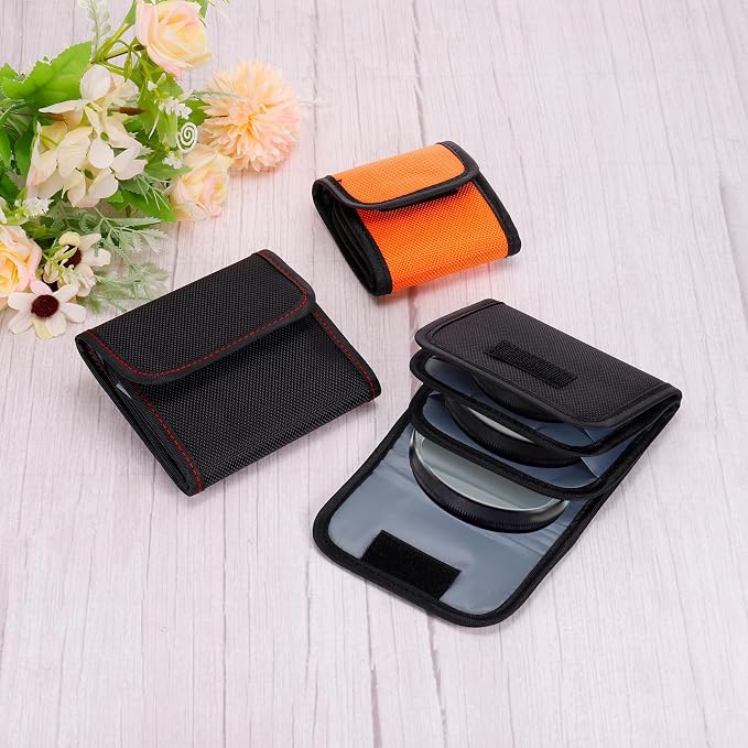 PATIKIL Lens Filter Case, 3-Pocket Camera Filter Case Portable Lens Filter Pouch Photography with Belt Loop Fit Camera Bag Strap Pocket Drone for 25mm-82mm, Black - Image 5