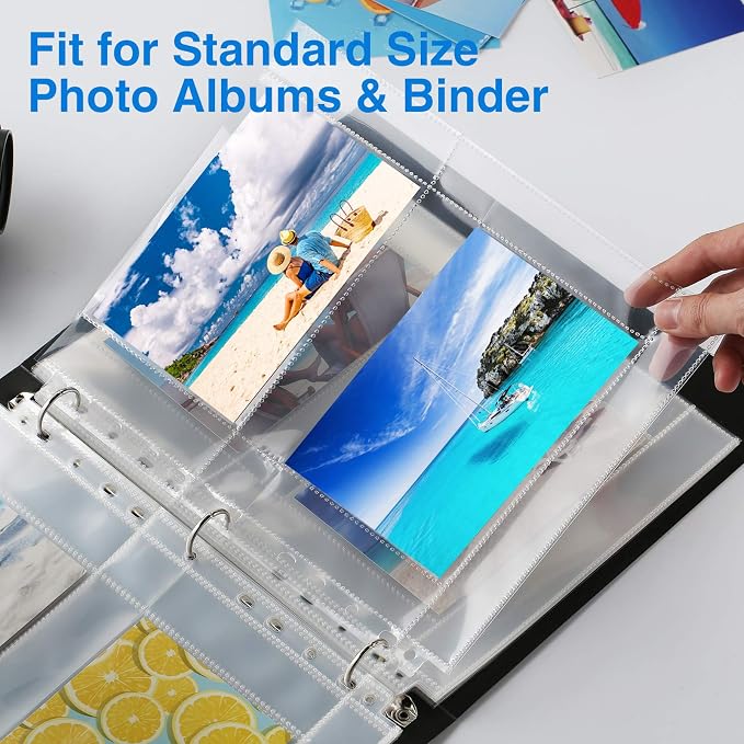 Sooez 30 Pack 4x6 Photo Sleeves for 3 Ring Binder, Hold 120 Pictures | Heavy Duty Plastic Binder Sleeves, Photo Album Refill Pages, Acid Free Archival Page Protector, Binder Inserts for Postcard - Image 7