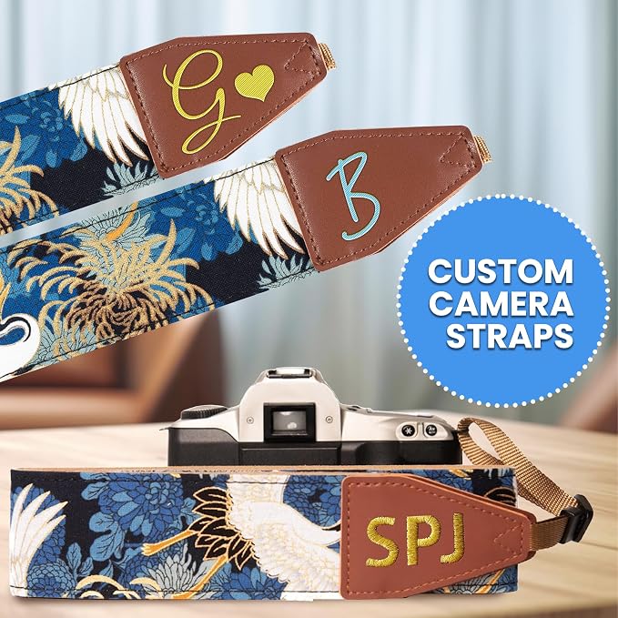 Art Tribute Camera Strap Personalized With Name - Shoulder, Crossbody & Neck Camera Strap for Photographers, Fits All Cameras, Canon Nikon Sony Fujifilm, Padded Strap W/Quick Release & Leather Ends - Image 8