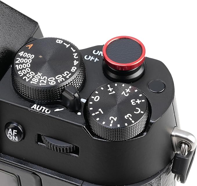 FocusFoto 2-Pack Camera Shutter Button PU Leather Soft Shutter Release Button Fits for Fuji X-M5 X-T50 X100VI X-T5 X-T4 X-T3 X-T30 II X-E3, for Nikon ZF DF, for Leica M10 M9 M8 M7 (Red with Black) - Image 6