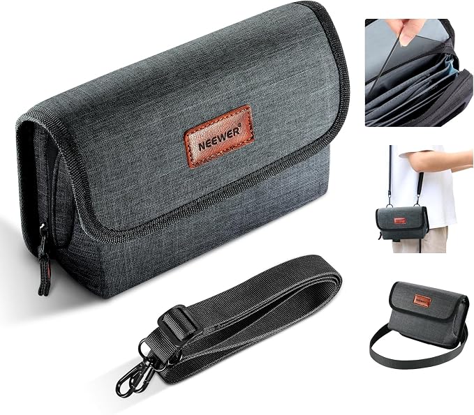 NEEWER Camera Lens Filter Case with Water Resistant Hard Shell, 6 Soft Pockets, Shoulder Strap, Pro Photography Filter Bag Storage Pouch for 4''x 4'', 4''x 5.65'' Square, 95mm Circular Filters, PB025 by Neewer