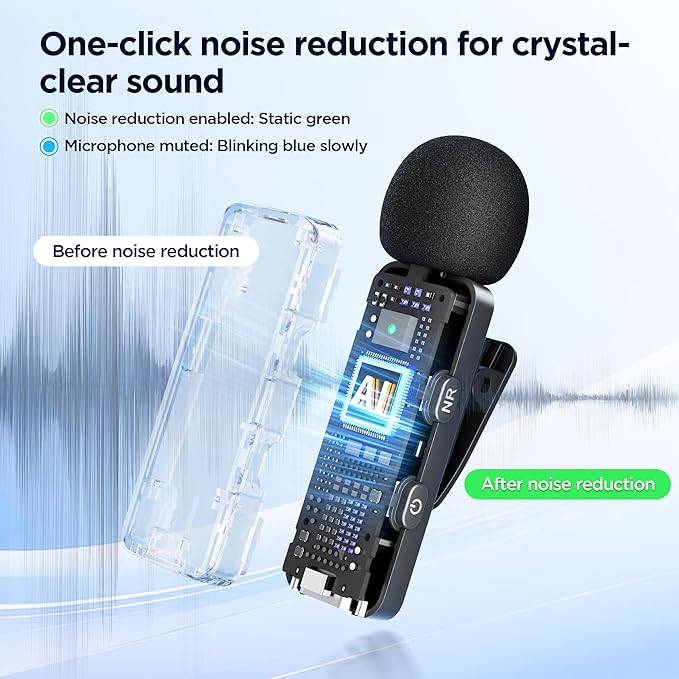BOYA BY-V30 Wireless Lavalier Microphone,USB Type-C Mini Laple Mics for iPhone16,Android Smartphone,36H Battery,Noise Reduction,328FT Range Clip-on Condenser Mic for YouTube Interview TikTok - Image 5