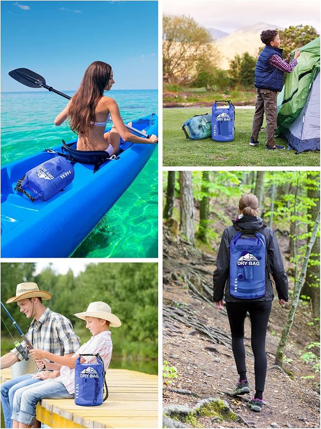 HEETA Dry Bag Waterproof Backpack with Phone Case 5L/10L/20L/30L/40L | Roll Top Lightweight Dry Storage Bag for Women Men, Travel Boating Kayaking Paddle Board Camping Beach Essentials Accessories - Image 6