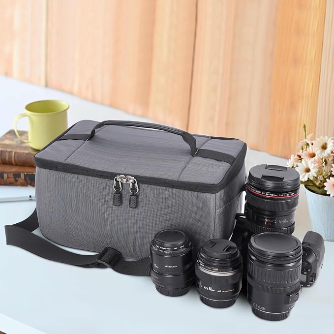 Koolertron Dslr Camera Insert Bag Purse Universal Liner Lens Pouch Partition Protective Cover Waterproof Sleeve for Cannon/Nikon/Sony (Grey) - Image 4