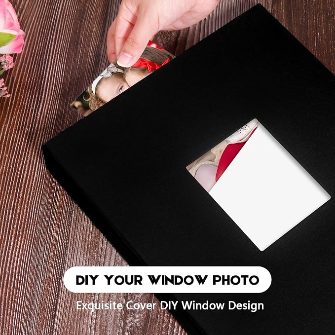 Aevdor 3.5x5 Photo Album, Holds 256 Photos, Linen Cover, Black | Vertical 3.5x5 Clear Pockets, Front Display Window, Baby, Travel, Family & Anniversary Memories - Image 6