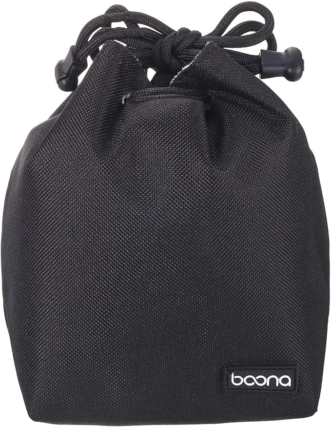 PATIKIL Soft Drawstring Lens Case, Lens Pouch Bag with Cotton Pad 3.94" x 3.94" Thick Fleece Cloth Camera Lens Bag for SLR Lens Water Cups, Black by PATIKIL