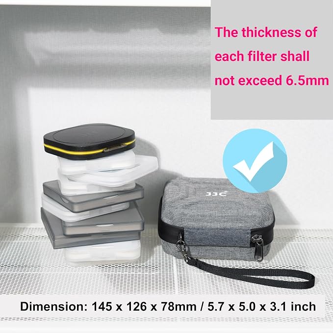 JJC 10 Pockets Hard Shell Lens Filter Bag Up to 95mm, Water Resistant & Dustproof, Camera Filter Pouch Carrying Case for Photography Round Filter with Microfiber Cleaning Cloth - Image 2
