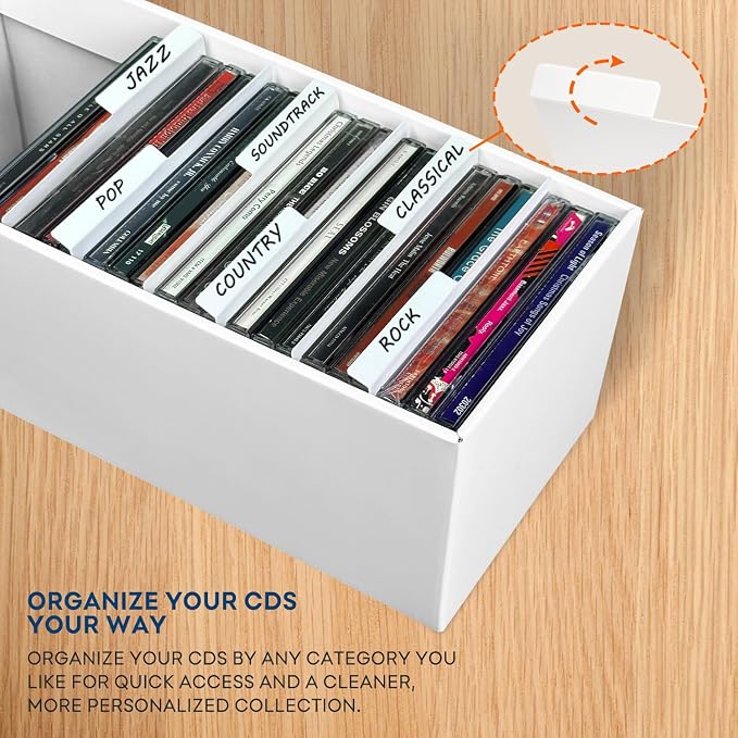 CD Storage Box, CD Case Holder, Cardboard Disc Organizer Box with Lids, 4 Packs - Image 4