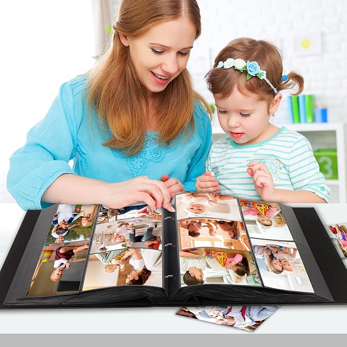 Veicevol Extra Large Photo Album 4x6 Pictures Holds 1000 Photos, Black | PU Leather Hardcover, Horizontal and Vertical Photos, Removable Black Acid-Free Pages, Family Wedding & Everyday Photos - Image 8