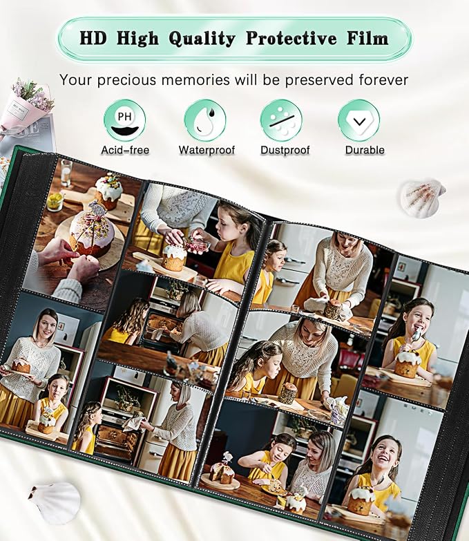 Ejblfe Photo Album 4x6,Linen Cover Slide-in Photo Album Book Can Holds 1000 4x6 Photos with 100 Black Sheets for Family,Wedding,Baby and Holiday Pictures (Dark Green) - Image 4