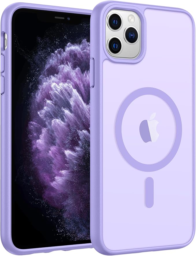 FNTCASE for iPhone 11 Pro Case, Fit for Magsafe, Translucent Matte Back | Magnetic Phone Cases, 14FT Military Grade Drop Protection, Shockproof Bumper, Slim Protective Cover, Light Purple by FNTCASE