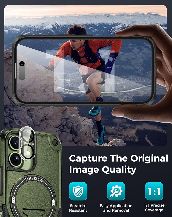 Goton 3 in 1 for iPhone 17 Case with Privacy Screen Protector Green | Glass Camera Lens Protector,Compatible for MagSafe,Invisible Kickstand, Shockproof Phone Cover for iPhone17 - Image 7