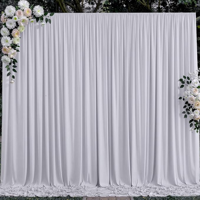 10 ft x 10 ft Wrinkle Free Silver Backdrop Curtain for Parties, Polyester Silver Grey Backdrop Drapes 2 Panels 5x10ft for Baby Shower Photoshoot Engagement Wedding Birthday Photography Background - Image 9