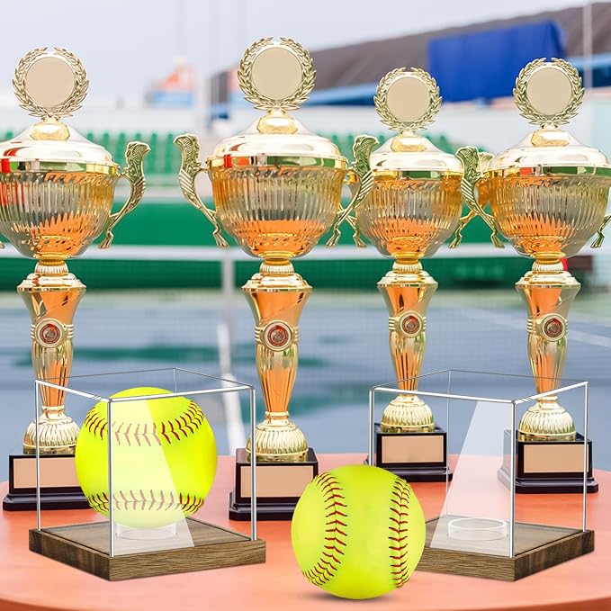 Clear Acrylic Softball Display Case with Wood Base, Memorabilia Stand Cube Holder, Dust Protection Transparent Storage Box for Single Ball Souvenir Softball Collections - Image 8