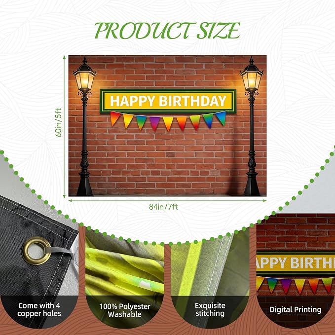 7x5ft Backdrop for Birthday Party Decorations | Large Red Brick Wall Photography Background - High-Definition Elmo Theme Banner for Cake Table Decor, Photo Studio Props - Image 2