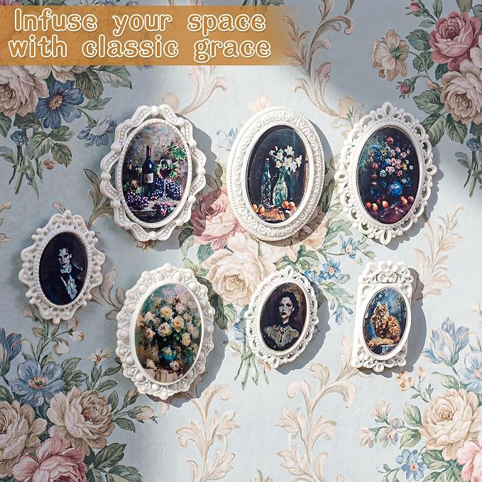 Halloscume 7 Pcs Miniature Picture Frames Mini Vintage Photo Frames Miniature Dollhouse Accessories on 1:12 Scale for Dollhouse DIY Craft Projects Art Jewelry Display Home Decor(White) - Image 4