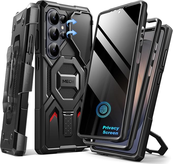 TONGATE Magnetic Stand for Samsung Galaxy S26 Ultra Case, Compatible with Magsafe, [Camera Cover & 2 Front Frames][Military Drop Protection]S26 Ultra Case Built-in Screen Protector & Belt Clip,Black/P by TONGATE