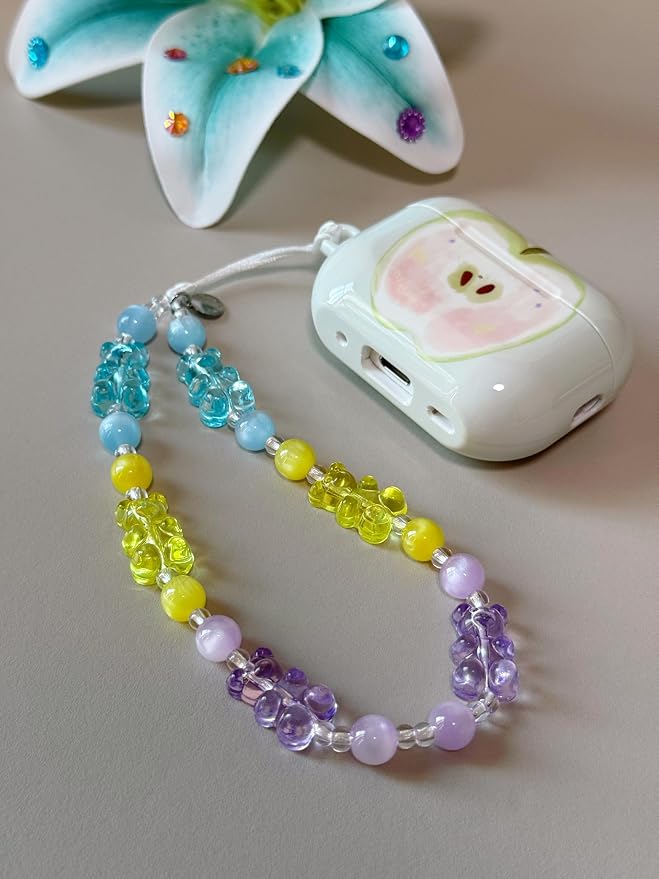 Drawwind Phone Charm Beaded Wristlet Strap Universal Cell Phone Lanyard Cute Bracelet Wrist Strap Beaded Chain String Handmade Accessories for Case Camera Bags (Gummy Bear) - Image 2