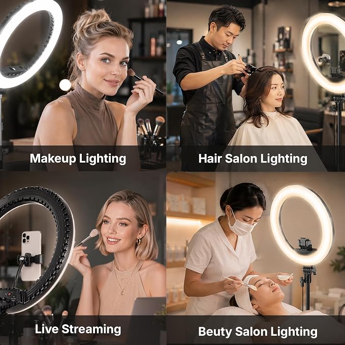 18-Inch Ring Light Kit, 55W, CRI 95, 70-Inch Tripod Stand | 3000K–6000K stepless dimming with touch and remote control for makeup, video recording, streaming and photography. - Image 5