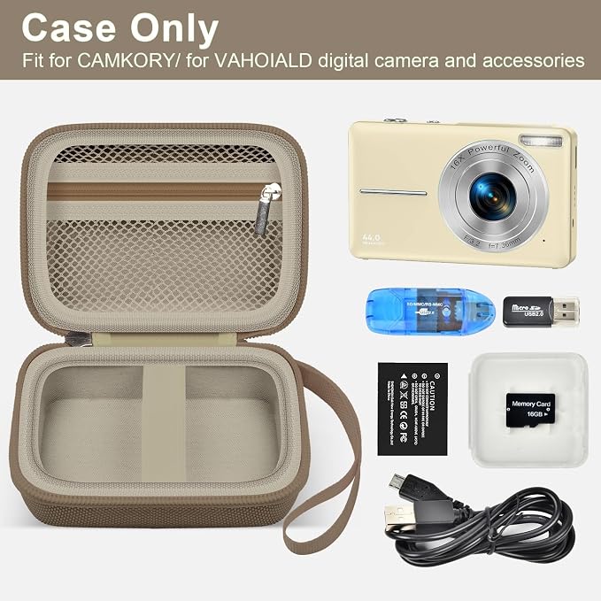 ALKOO Digital Camera Case for CAMKORY, Camera Pouch for KODAK Pixpro -Brown | for Lecran/for VAHOIALD Point and Shoot Camera, Hard Carrying Case with Mesh Pocket, Compact for Vlogging, Travel and Storage - Image 2