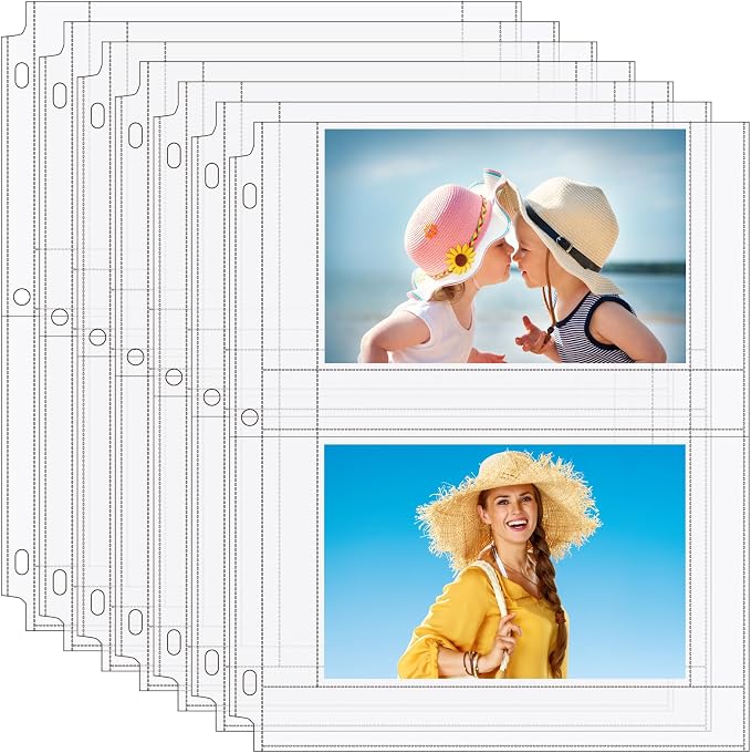 MaxGear 120 Pack 4x6 Photo Sleeves for 3 Ring Binder (480 Picture),2 Pocket | Heavy-Duty Archival Page Protectors, Clear Photo Album Refill Pages, Plastic Postcard Sleeves, Recipe Card Binder Inserts by MaxGear