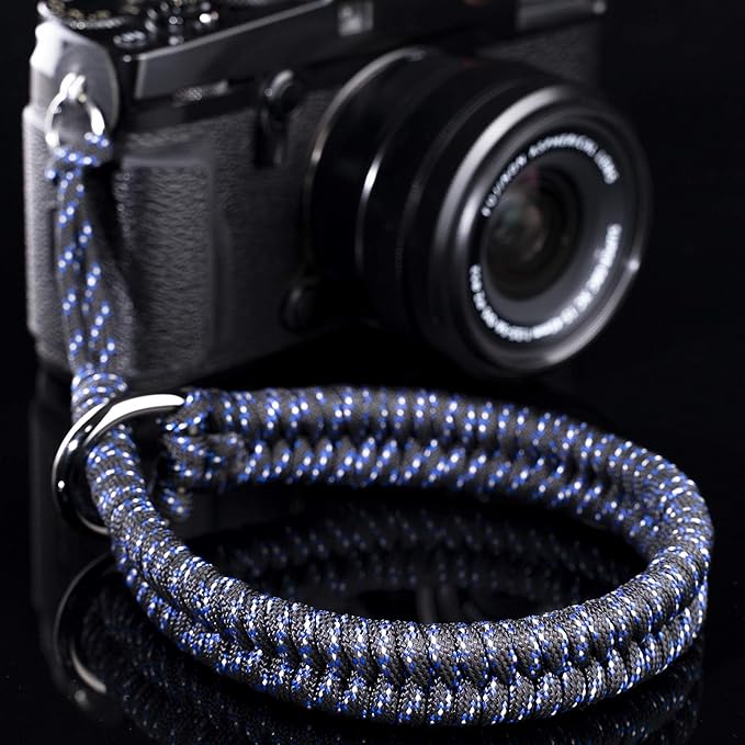 Paracord Camera Wrist Strap Lanyard-Quick Release for DSLR Mirrorless Blue | Adjustable wrist size,High-strength paracord material, lightweight 1.16oz, secure metal clasp,Fits Canon Nikon Sony Fuji by QiangNi