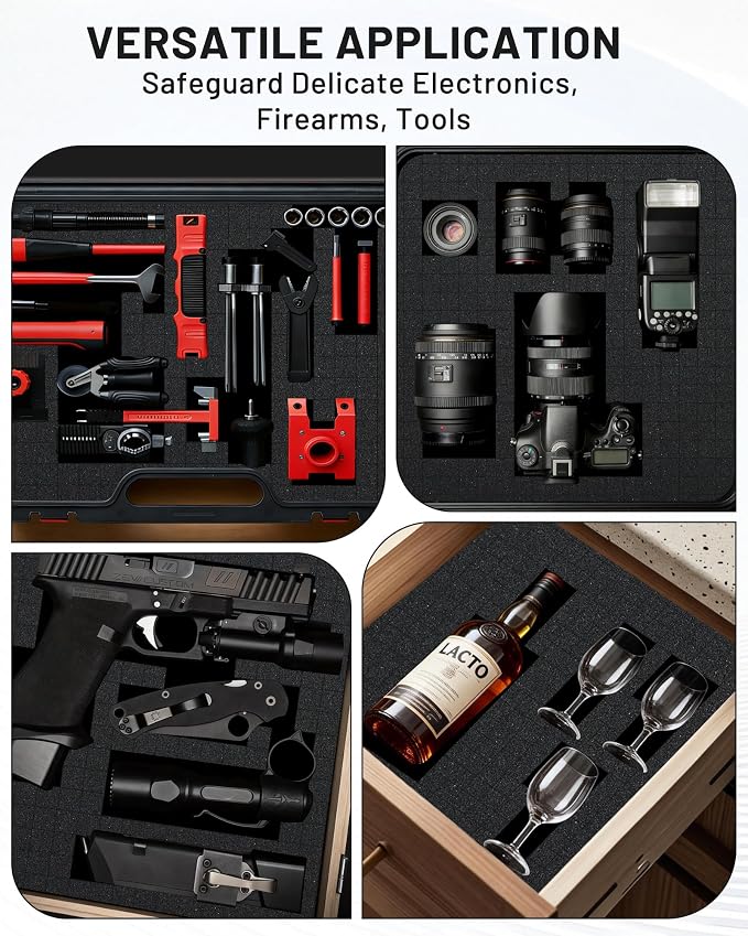 4Pcs Pick and Pluck Foam Sheets for Cases - 16x12x2", Tool Box foam for Toolbox, Gun Case, Camera Case, Pre-Cut Cubes for Customizable Protective Foam Insert Kit - Image 5