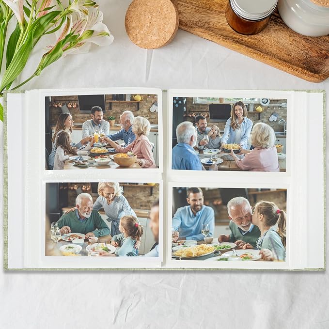 Vienrose Photo Album 4x6 Photos 200 Pockets Linen Cover Slip-in Photo Book with Round Window for Wedding, Vacation Memories, Personalized Picture Organizer, Green - Image 4