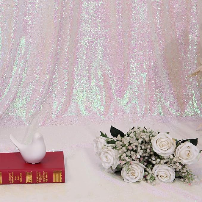 Poise3EHome 8FT x 8FT Iridescent Sequin Photography Backdrop Curtain for Party Decoration, Iridescent - Image 8