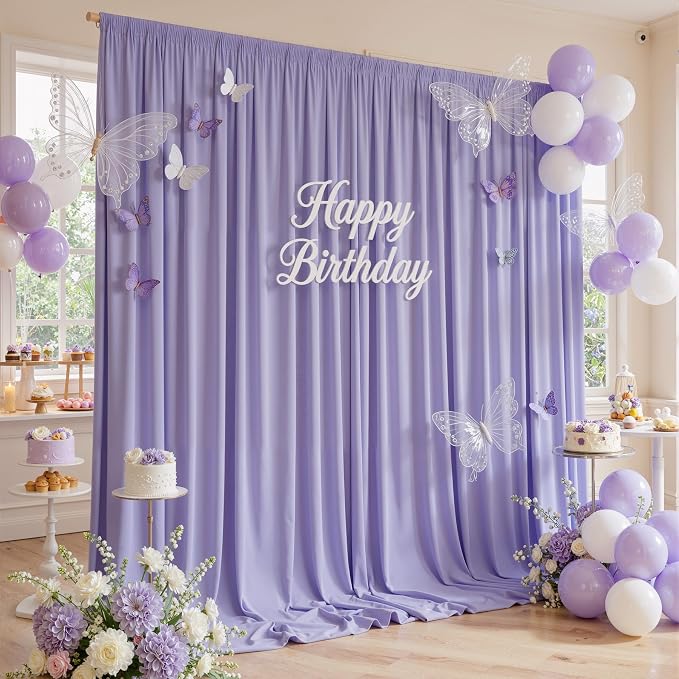 20ft x 10ft Wrinkle Free Lavender Backdrop Curtains for Parties, Polyester Light Purple Photo Backdrop Drapes for Wedding Photography Birthday Party Background Baby Shower - Image 6