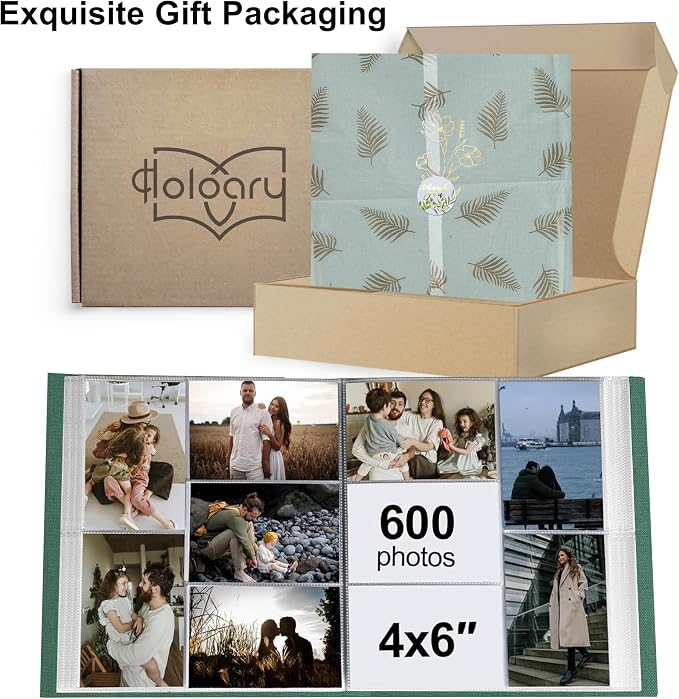 Holoary Photo Album 4x6 600 Photos 5 Pictures Per Page, 4”x6” Picture Album, Linen Fabric Cover Big Picture Book for Photos, 4x6 Photo Albums for Family Weddings Travel Memories(Dark Green) - Image 9