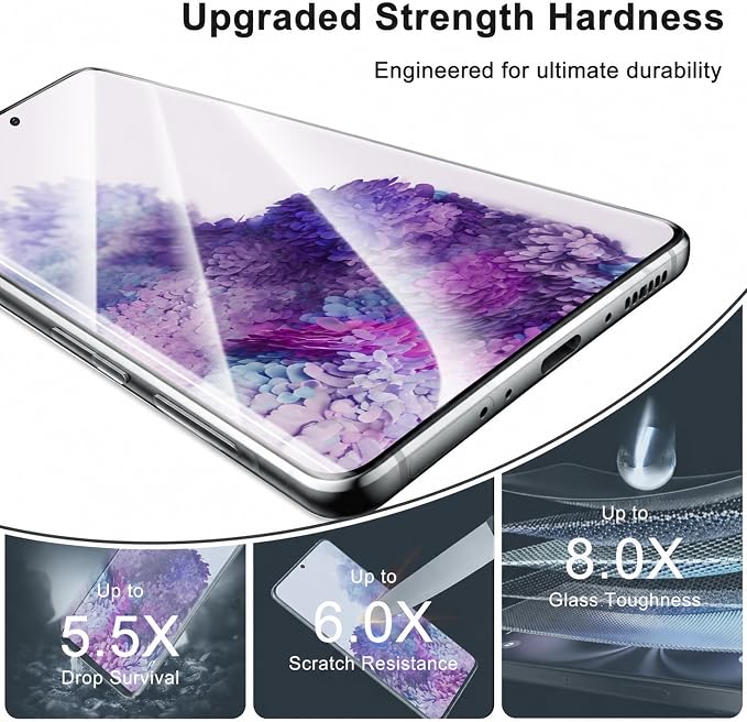 [3 Pack] 3D Curved Tempered Glass for Galaxy S20 Plus Screen Protector | 9H Hardness, Ultrasonic Fingerprint Compatible, Case Friendly, Bubble Free HD Clear Glass for Samsung Galaxy S20 Plus - Image 5