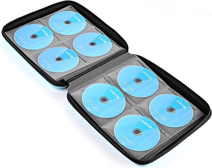 alavisxf xx CD Case, 192 Capacity Protective Zipper Disc Wallet for Car | EVA Shock-resistant, Double Zipper Closure, Portable Handle, DVD Storage Organizer, Anti-Slip Sleeves, for Home Office Travel - Image 5