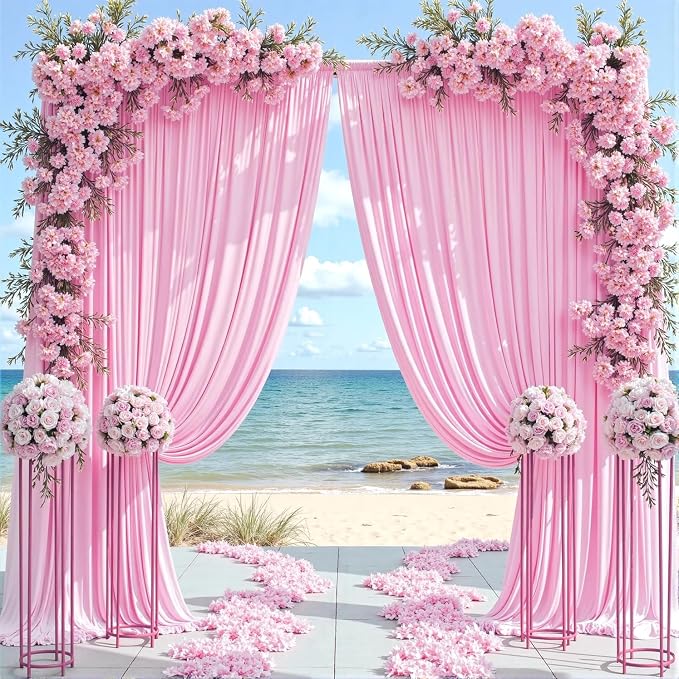 10ft x 10ft Wrinkle Free Pink Backdrop Curtains for Parties, Polyester Baby Pink Backdrop Drapes 2 Panels 5x10ft for Wedding Girl Birthday Party Photography Background - Image 8