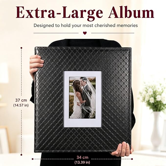 RECUTMS Photo Album 4x6 Pictures, 800 Pockets Large Capacity Picture Album | Acid-Free Black Pages, Leather Cover, Dual Horizontal/Vertical Pockets, Custom Photo Cover, Perfect for Wedding, Family&Trave - Image 8