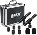 LyxPro SDPC-2 Stereo Pair Small Diaphragm Condenser Microphones, XLR Pencil Mic Set with Omni, Cardioid & Super Cardioid Capsules for Acoustic Guitar, Drums, Piano & Studio Recording by LyxPro