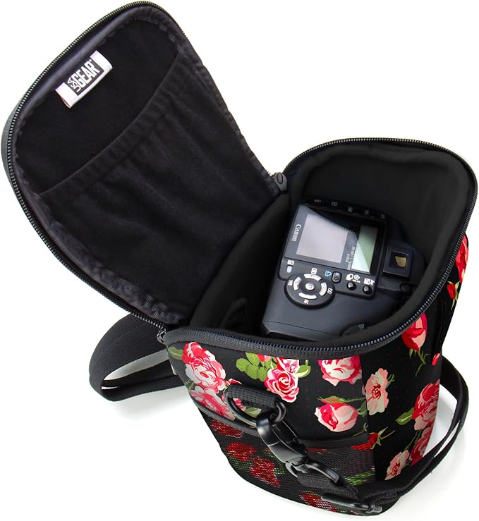 USA Gear DSLR Camera Case for Men and Women with Top Loading Accessibility, Adjustable Shoulder, Small Camera Sling Bag, Travel Padded Handle - Camera Holster Bag for Nikon, Canon, Panasonic (Floral) - Image 2