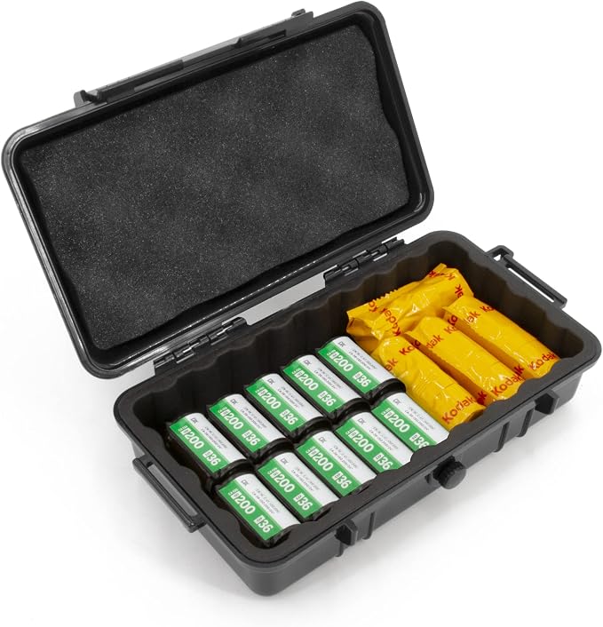 CASEMATIX Hard Shell 35mm Film Case for 35mm and 120 Film - 9" Waterproof & Lightproof Film Holder and Film Roll Container for up to 16 x 35mm Film Rolls or 10 x 120 Film Rolls, Travel Case Only by CASEMATIX