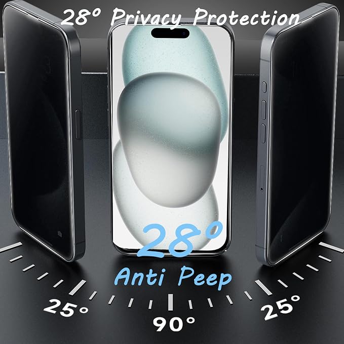 2 Pcs Privacy Screen Protector for iPhone 15/16 6.1" | Tempered Glass, Auto Dust-Elimination Installation, 9H Hardness, Bubble Free, Easy Installation, Anti-Spy, Case Friendly - Image 5