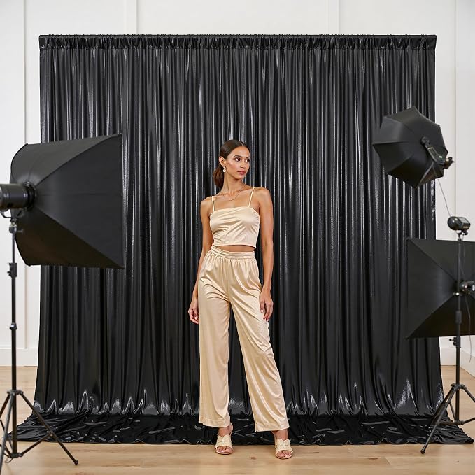 20x10FT Black Sequin Backdrop Curtain for Party - 4 Panels 5x10FT Wrinkle-Free Shimmer Drapes for Birthday, Wedding, Christmas, Decorations & Photography - Image 4