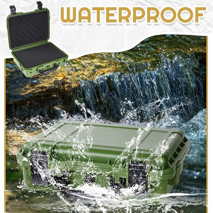 Relaxweex 1 Pcs Waterproof Hard Case with DIY Customizable Foam Insert Portable Protective Case with Knife for Camera Drones Equipments Tools Test Instruments(Green,22.4 x 16.1 x 10.2 Inch) - Image 6