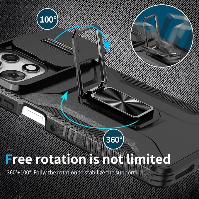 for Moto G Play 5G 2025 Case with Sliding Camera Lens Cover,HD Screen Protector,360° Rotating Ring Kickstand,AYMECL Military-Grade Shockproof Protective Cover for Motorola G Power 2025,Black - Image 6