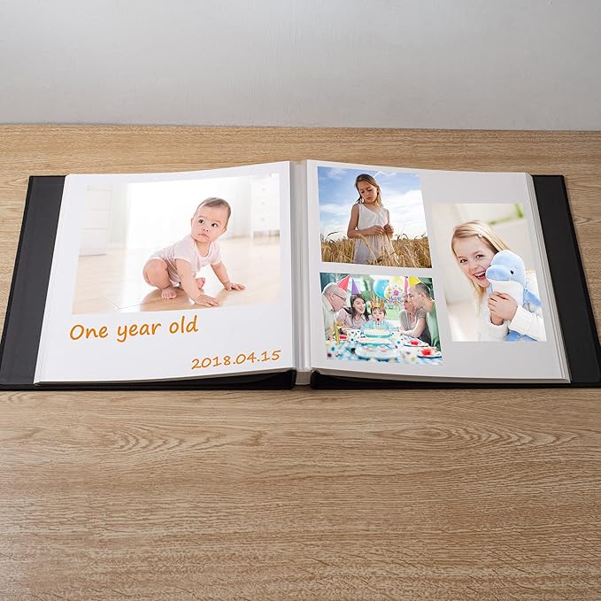 Large Photo Album Self Adhesive Scrapbook Album for 4×6 8×10 Pictures DIY Magnetic Linen Cover Album 40 Pages for Family Wedding Gifts with Metal Pen and Plastic Board - Image 3