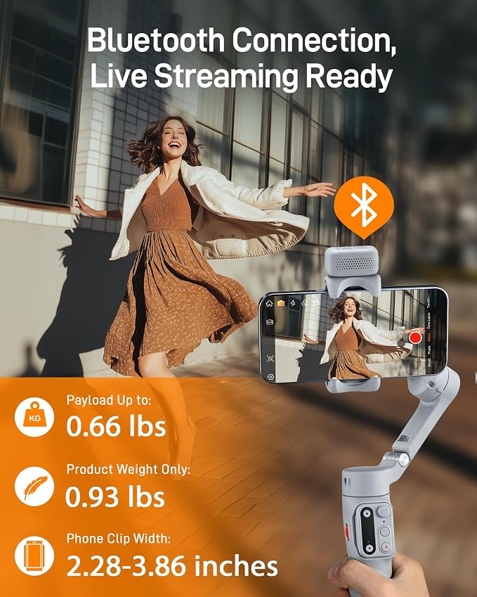 hohem iSteady X3 Gimbal Stabilizer with Remote, Fill Light & Tripod, Gray | Detachable Remote, iSteady 8.0 Anti-Shake, Tripod & Extendable Rod, Magnetic Fill Light, AI Tracking, Foldable 0.93lb Design - Image 7
