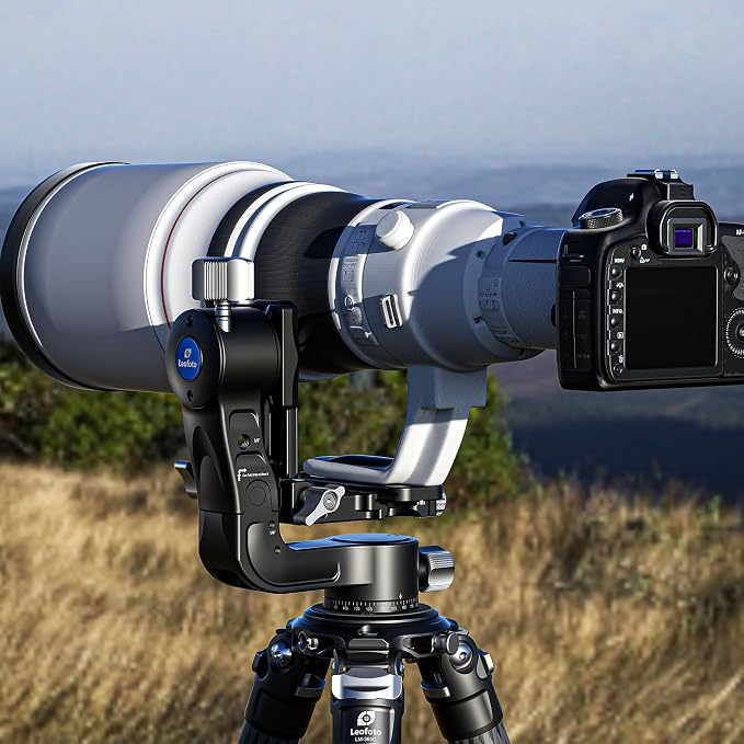 Leofoto Camera Gimbal Head, Aluminum Folding Gimbal Head with 3/8"-16 Hole and 1/4"-20 Threaded for Mounting Tripod/LED Panels/Monitors/Microphones, Max Load to 25kg/55.12lb (PG-2-Black) - Image 4