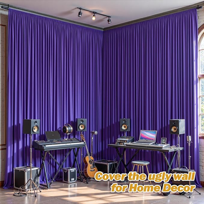 32ftx10ft Wrinkle Free Purple Backdrop Curtain - 10 Feet Photography Backdrop Drapes, Silky Polyester Back Drop Cloth for Wedding Baby Shower Balloon Arch Background - Image 5