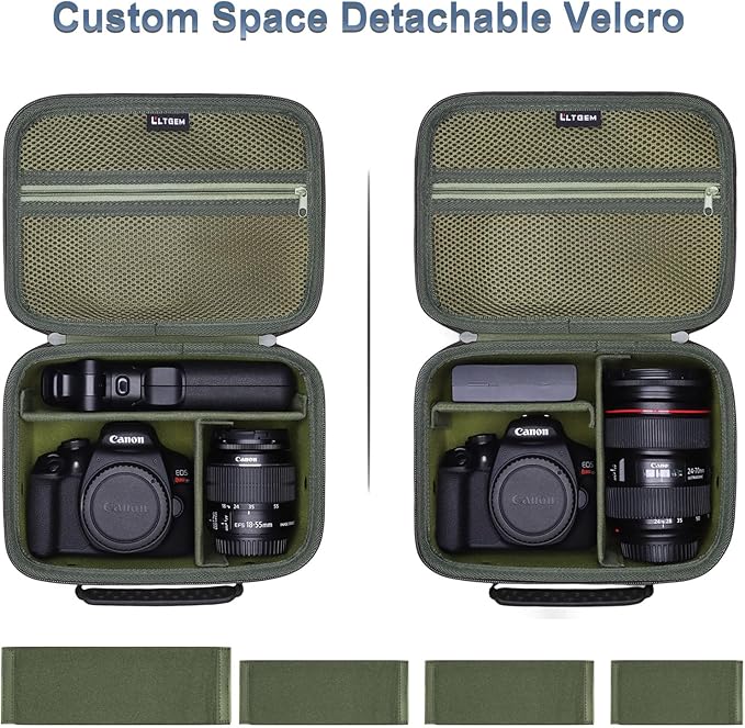 Small Camera Case Bag for Canon EOS Rebel T7/R50//R100 DSLR Camera Green | Hard Carrying Travel Case for Canon EOS Rebel T7/R50//R100/R6 Mark II/R8/R6 Mark III/R50 V/T6/R10/R5 Mark II DSLR SLR Camera - Image 3
