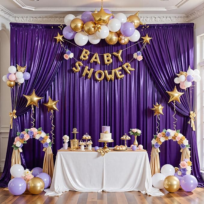 20x10FT Purple Sequin Backdrop Curtain for Party - 4 Panels 5x10FT Wrinkle-Free Shimmer Drapes for Birthday, Wedding, Christmas, Decorations & Photography - Image 8