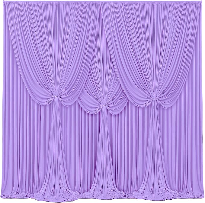 4 Panels Lavender Backdrop Curtains for Wedding Party Wrinkle Free Backdrops Curtain Drape Fabric Decorations Light Purple Photo Back Drop for Baby Shower Photography Stage Reception 20ft(W) x 12ft(H) by Tao-GePartyDecorations