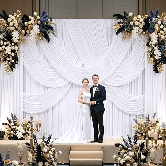 NSSONBEN 10x10 ft Wrinkle Free White Backdrop Curtains for Parties, Polyester Photo Backdrop Drapes 2 Panels 5x10ft for Wedding Birthday Party Photography Background Indoor Outdoor - Image 5
